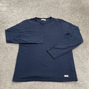 Springfield Basic Crew Neck T-Shirt Mens Medium Navy Blue Long Sleeve Cotton Tee